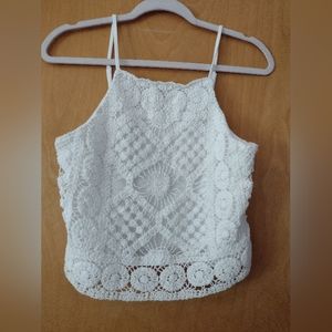 White crochet tank top, Love on a Hanger brand, size M